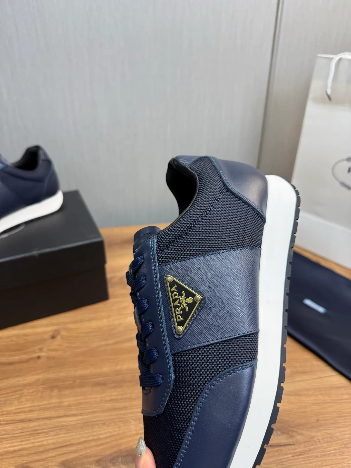 Men's shoes 💰760💰 [PRADA] New models synchronized with the official website, high-quality shipments ✔️Best sellers🔥 Original cowhide with mesh surface + cowhide lining, 1🆚1 replica, original bottom, 38-45 (men's 45 is custom-made and cannot be returned)